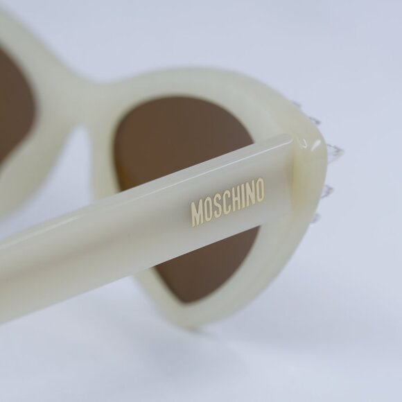 Moschino MOS006/S/STR 0SZJ 70 Sunglasses Ivory Cat Eye Frame, Brown Lenses main image 11
